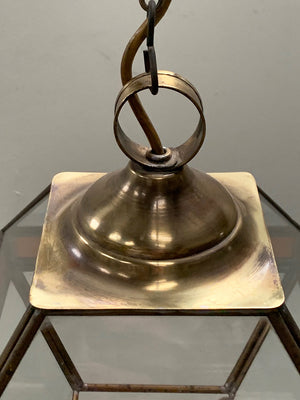 Brass lantern with amber panels