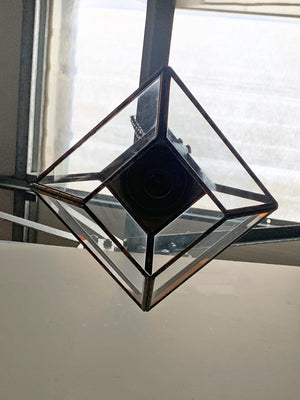 Brass lantern with amber panels