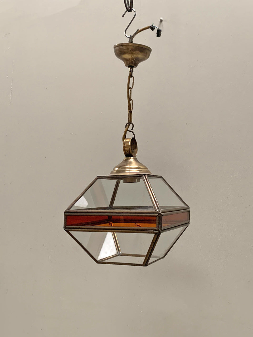 Brass lantern with amber panels