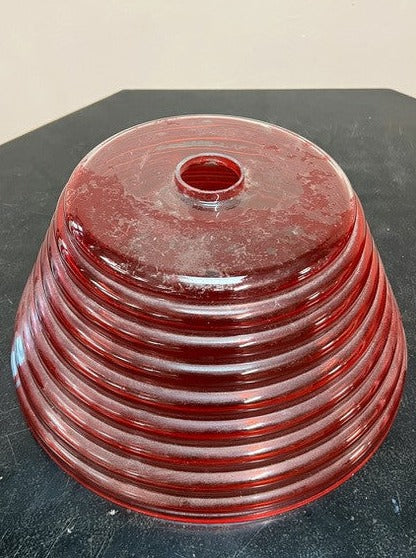 Red beehive glass shades (priced as a pair)