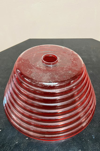 Red beehive glass shades (priced as a pair)