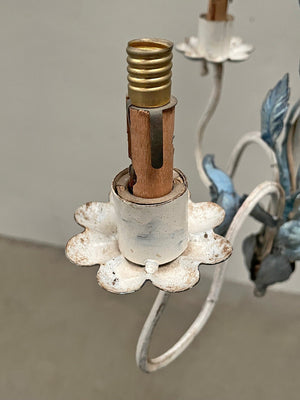 Cream and blue tole chandelier 'as is'