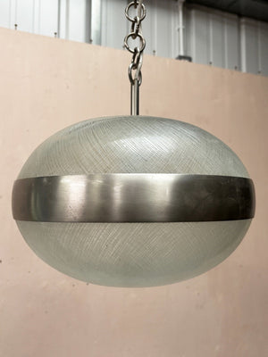 Glass and steel pendant (inc. re-wiring)