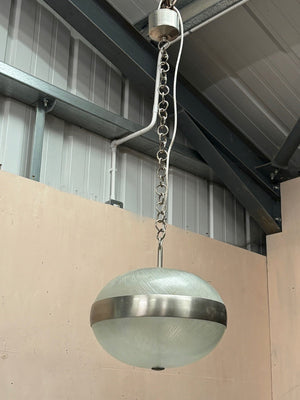 Glass and steel pendant (inc. re-wiring)