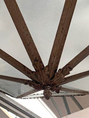 Large glass and metal uplighter