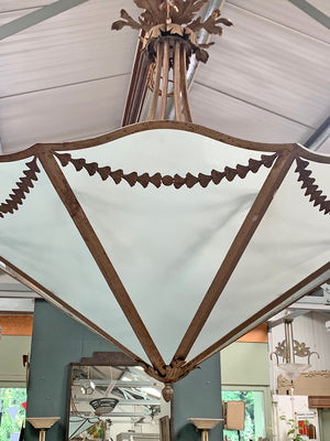 Large glass and metal uplighter