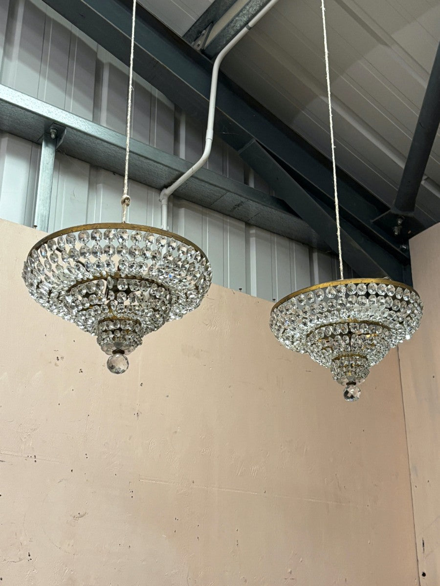 Pair of small crystal chandeliers