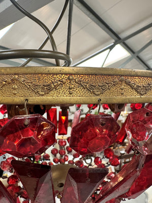 Red glass chandelier (Reserved)