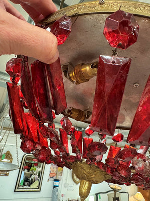 Red glass chandelier (Reserved)