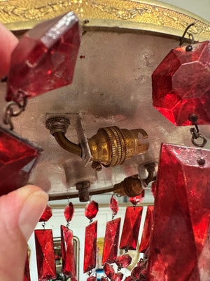 Red glass chandelier (Reserved)