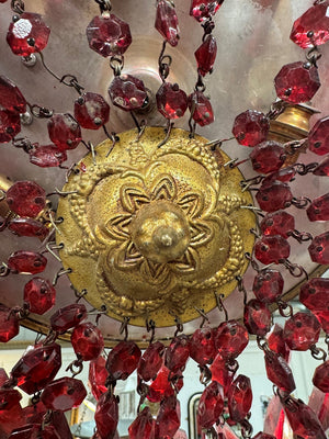 Red glass chandelier (Reserved)