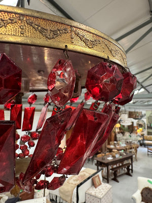 Red glass chandelier (Reserved)