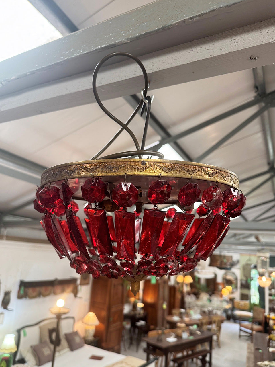 Red glass chandelier (Reserved)