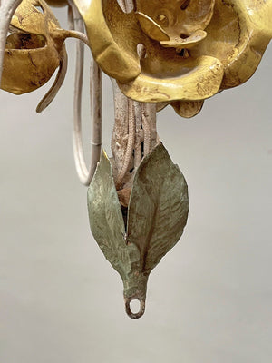 Yellow and green tole chandelier 'as is' (Reserved)