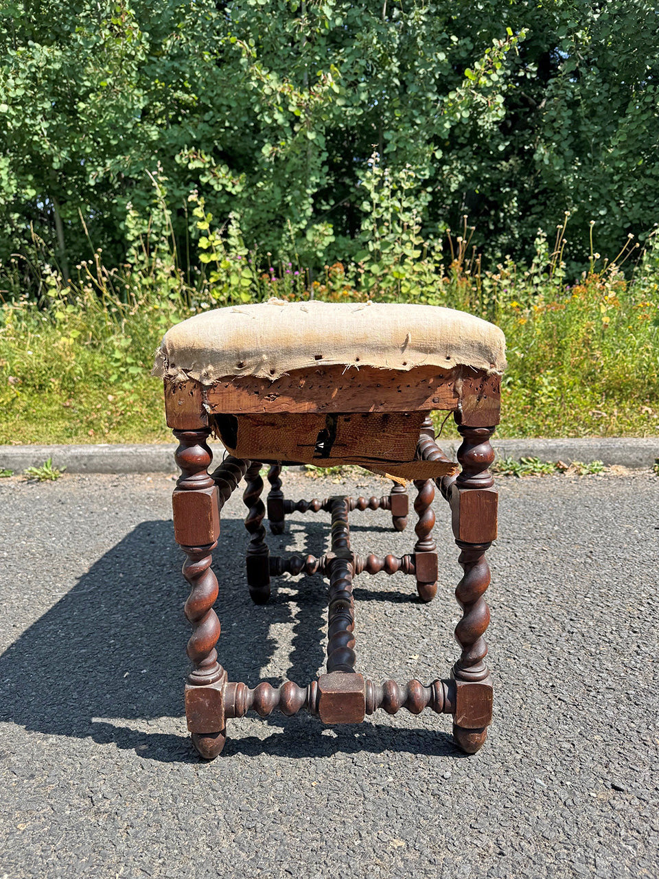 Barley twist bench for re-upholstery