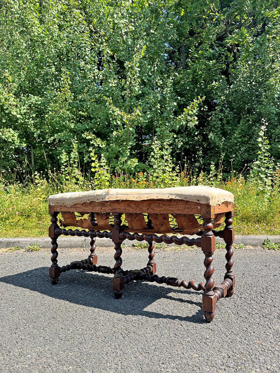 Barley twist bench for re-upholstery