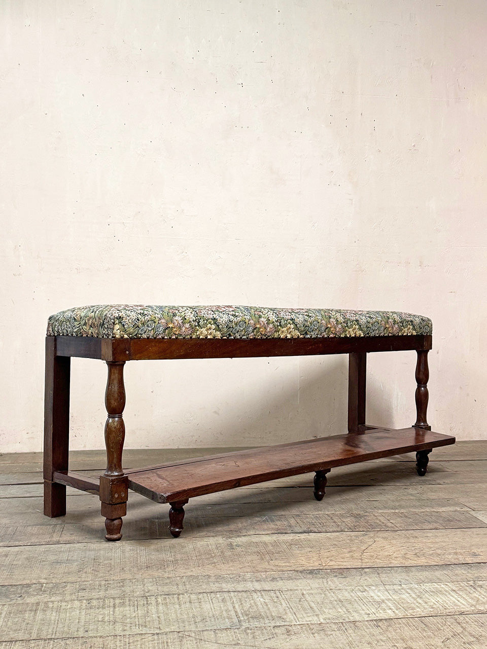 Upholstered bench with folding footstool (Reserved)