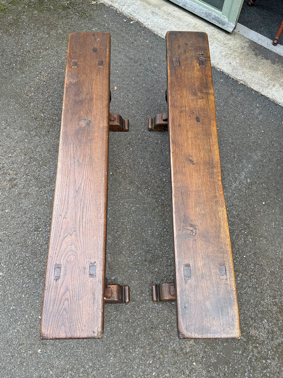 Pair of 19th century short benches
