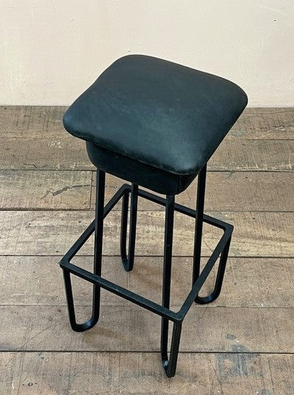 Steel and leather bar stool