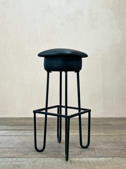 Steel and leather bar stool