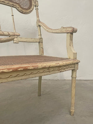 Cane seat bench