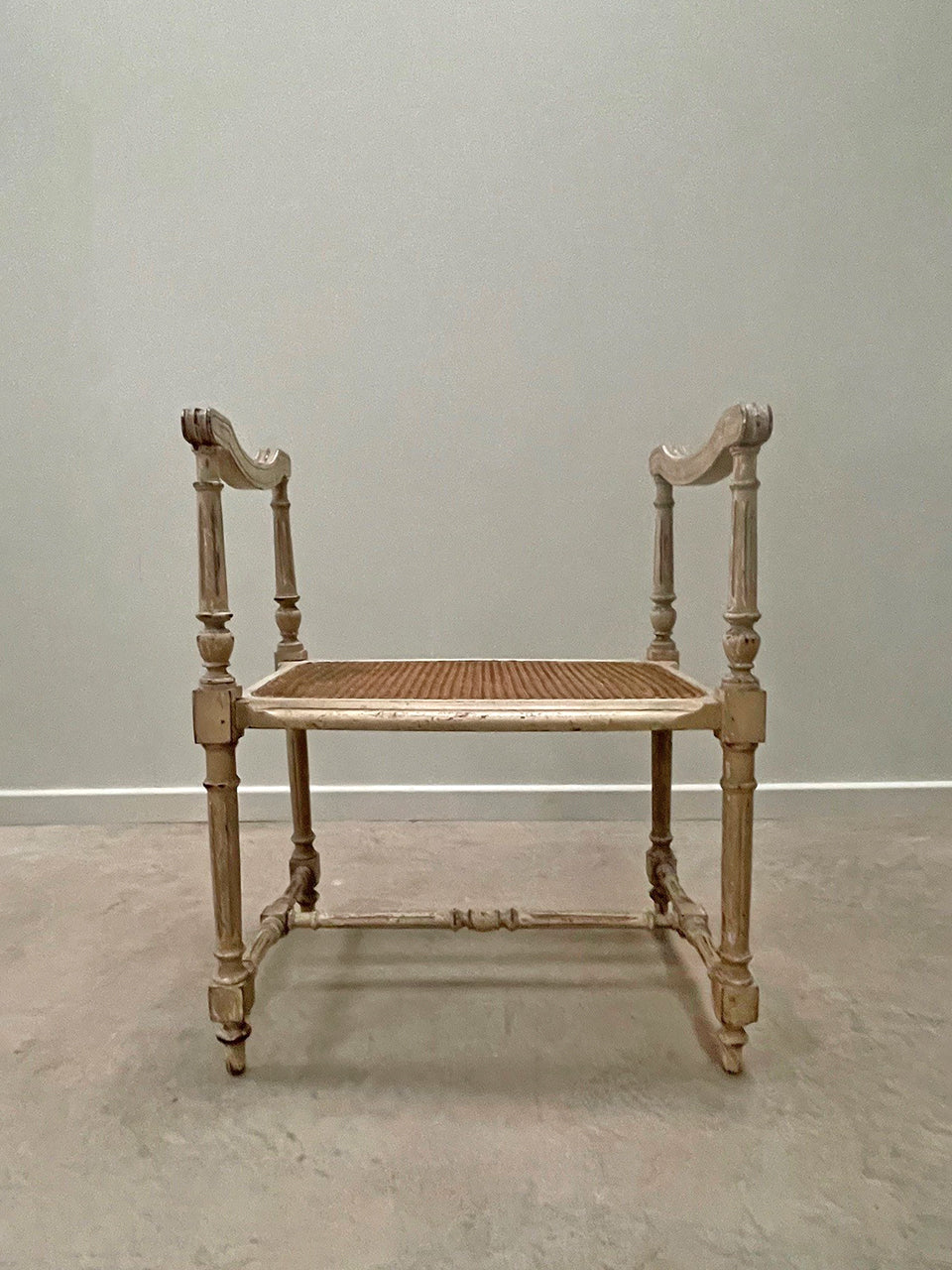 Painted cane top stool