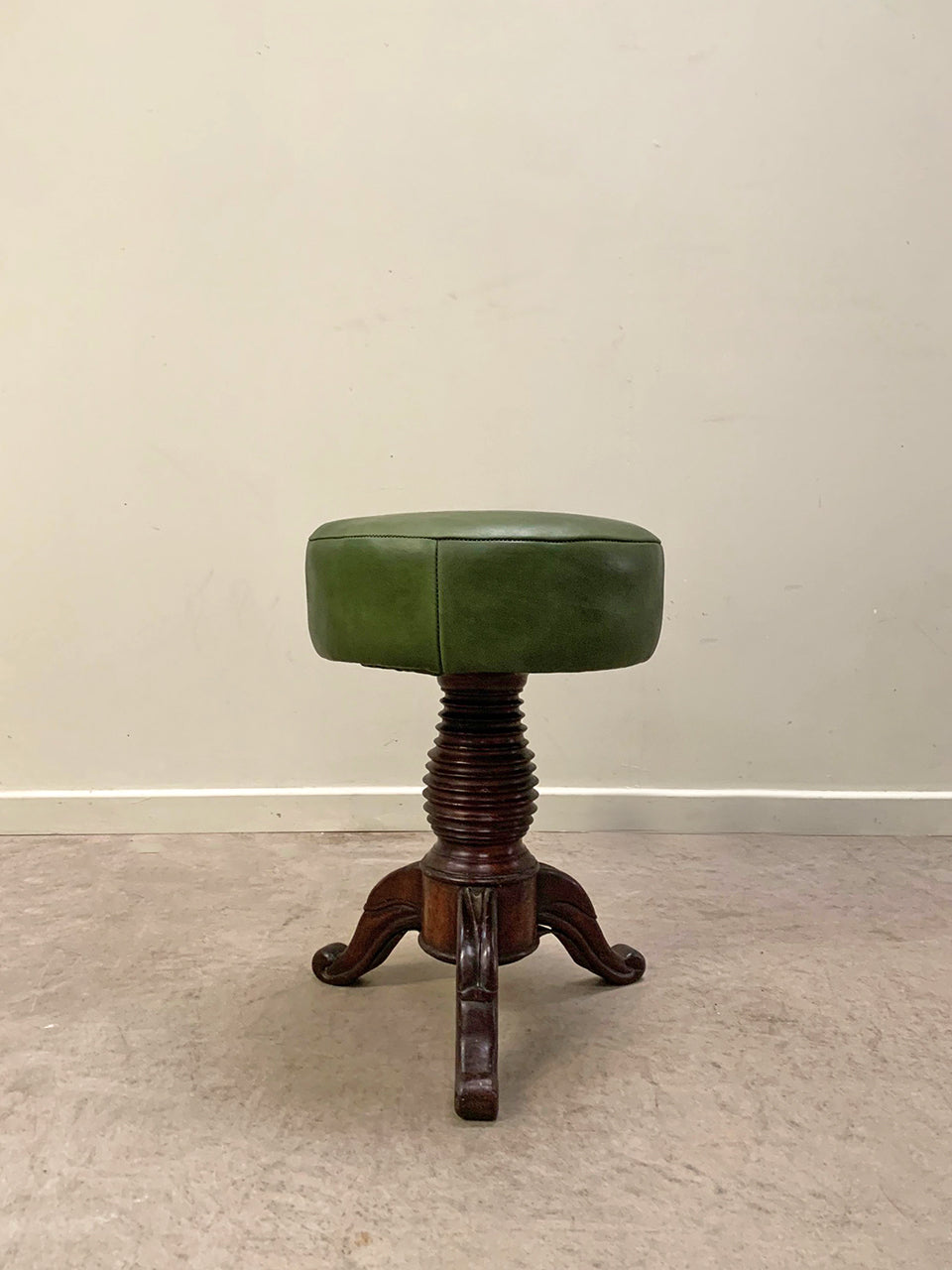 Green leather top stool