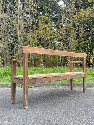 Pine and oak open arm bench
