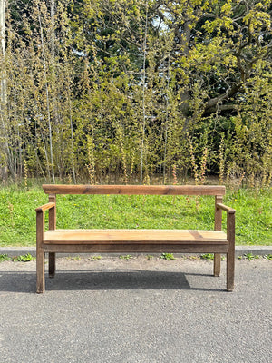 Pine and oak open arm bench