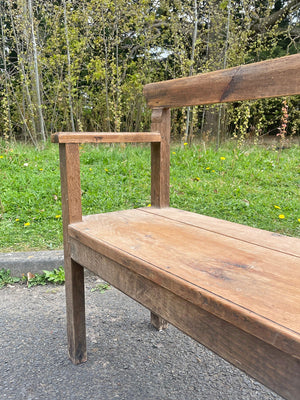 Pine and oak open arm bench