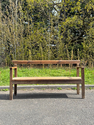Pine and oak open arm bench