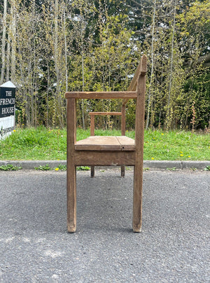 Pine and oak open arm bench