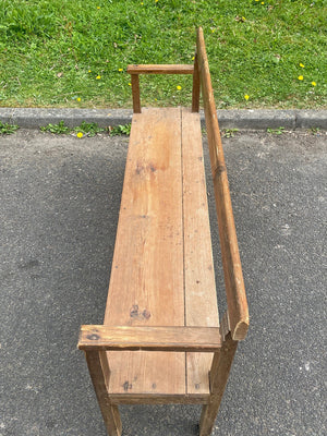 Pine and oak open arm bench