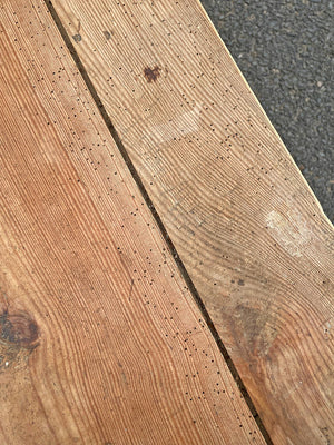 Pine and oak open arm bench