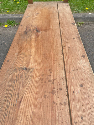 Pine and oak open arm bench