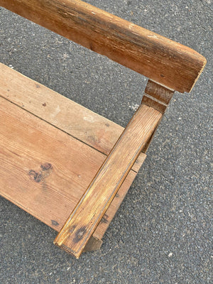 Pine and oak open arm bench