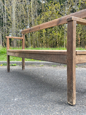 Pine and oak open arm bench