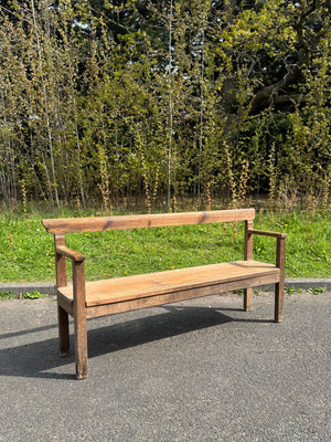 Pine and oak open arm bench