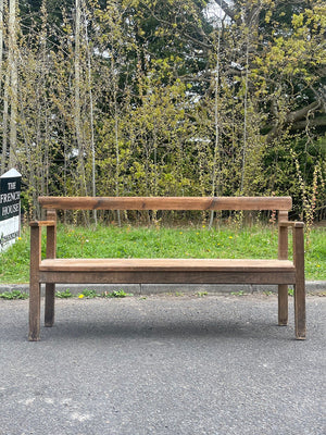 Pine and oak open arm bench