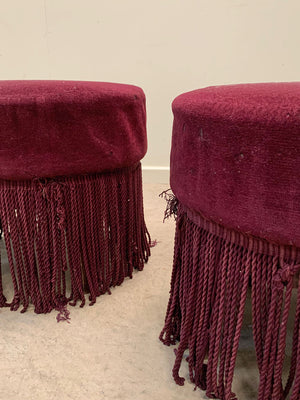 Two round upholstered stools for re-upholstery (each)