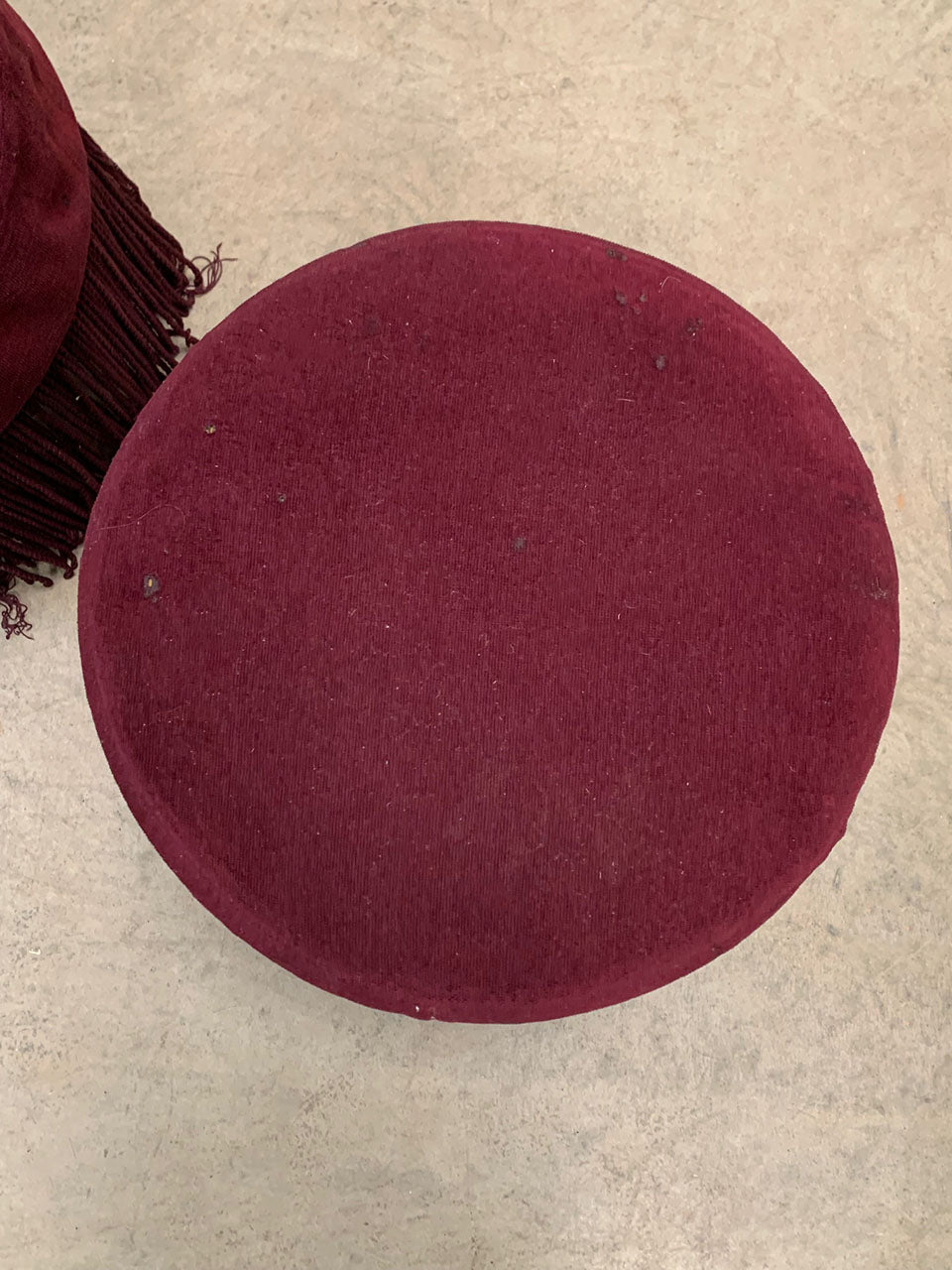 Two round upholstered stools for re-upholstery (each)