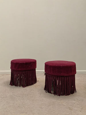Two round upholstered stools for re-upholstery (each)