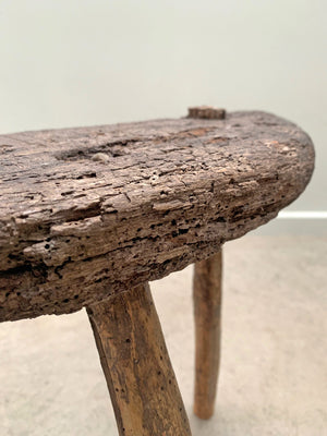Rustic demi-lune stool