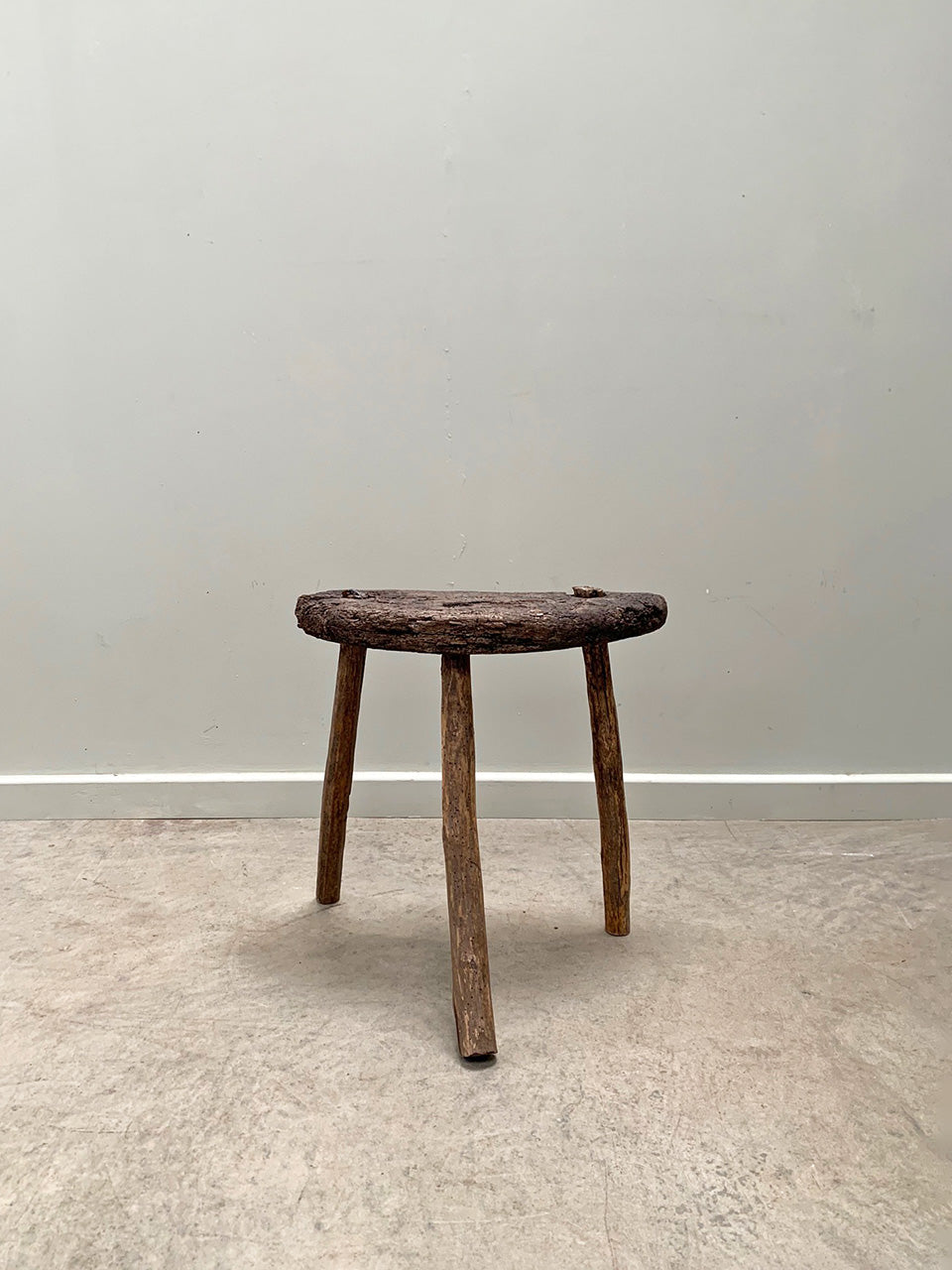 Rustic demi-lune stool