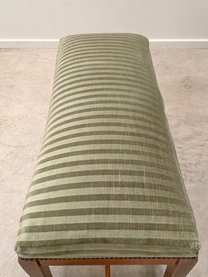 Green striped upholstered bench