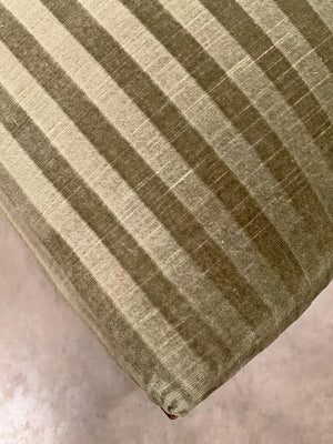 Green striped upholstered bench