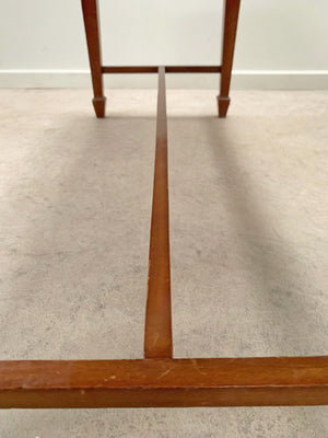 Green striped upholstered bench