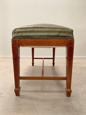 Green striped upholstered bench