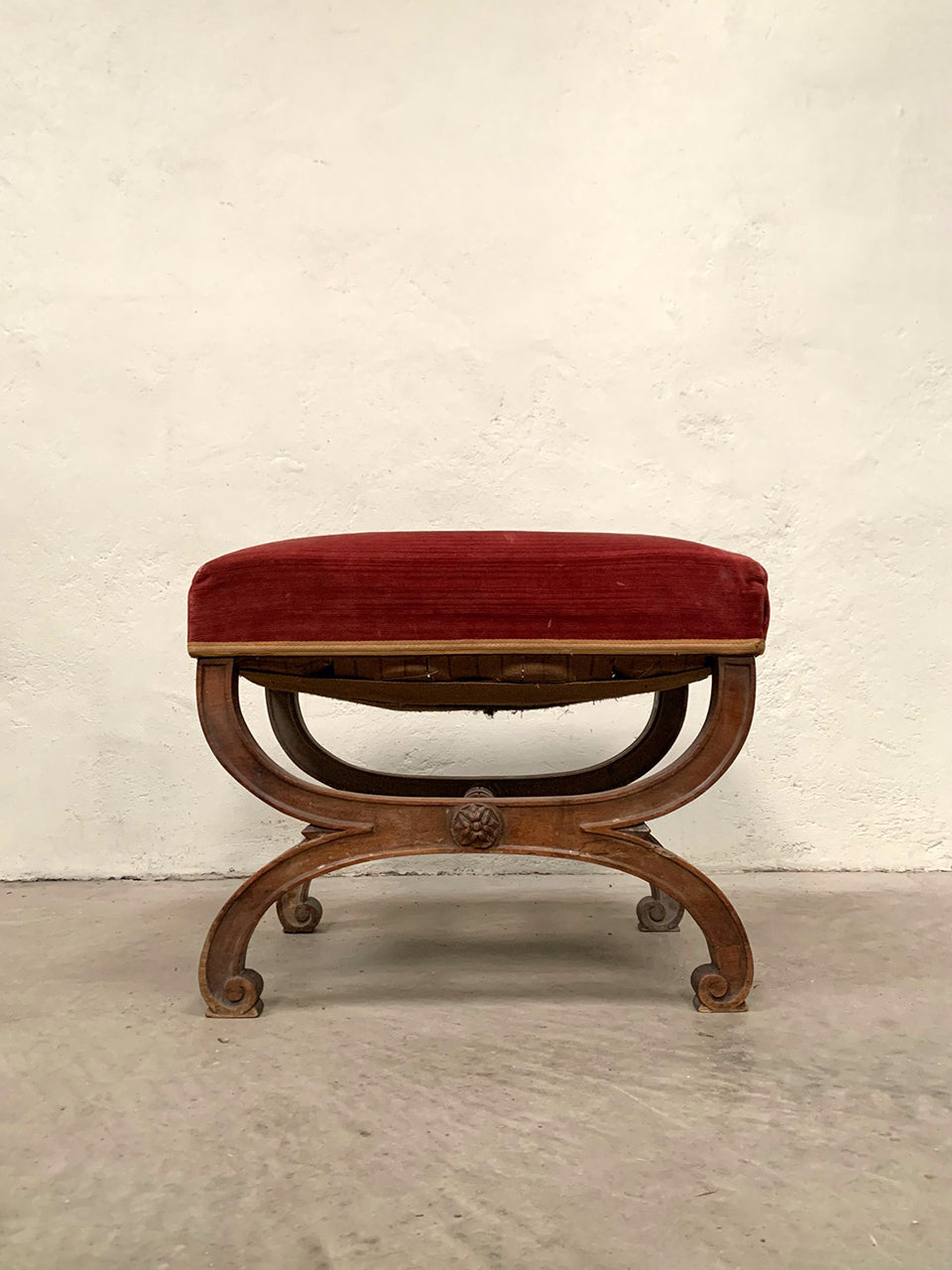 X-frame footstool for re-upholstery