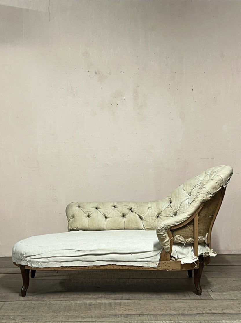 Buttoned chaise 'as is' (or £1,900 restored and re-upholstered, ex. fabric)